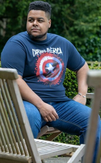 D555 ROGERS Official Captain America Printed T-Shirt Dark Navy - T-shirts - T-shirts Homem Tamanhos Grandes