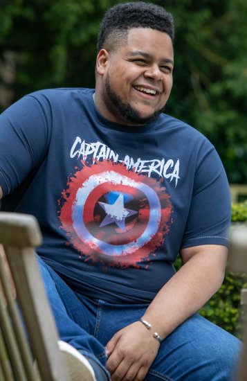 D555 ROGERS Official Captain America Printed T-Shirt Dark Navy - T-shirts - T-shirts Homem Tamanhos Grandes