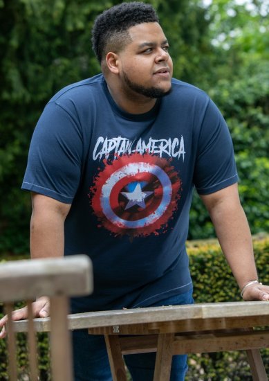 D555 ROGERS Official Captain America Printed T-Shirt Dark Navy - T-shirts - T-shirts Homem Tamanhos Grandes