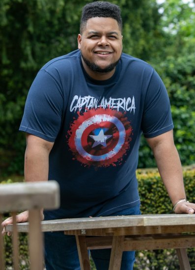 D555 ROGERS Official Captain America Printed T-Shirt Dark Navy - T-shirts - T-shirts Homem Tamanhos Grandes