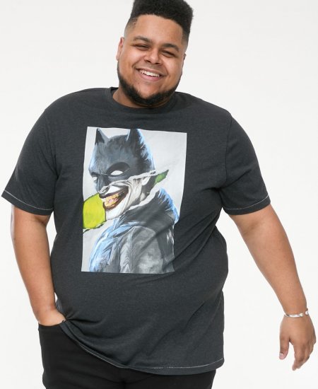 D555 MARTIN Official Batman Printed T-Shirt Washed Black - T-shirts - T-shirts Homem Tamanhos Grandes