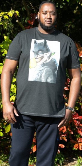 D555 MARTIN Official Batman Printed T-Shirt Washed Black - T-shirts - T-shirts Homem Tamanhos Grandes