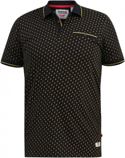 D555 RAUL AOP Jersey Polo With Jacquard Collar, Ribs And Chest Pocket Black - Pólos - Pólos Tamanhos Grandes Homem
