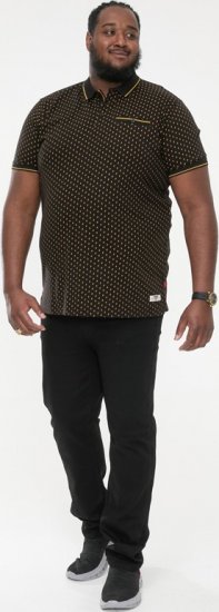 D555 RAUL AOP Jersey Polo With Jacquard Collar, Ribs And Chest Pocket Black - Pólos - Pólos Tamanhos Grandes Homem