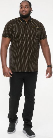 D555 RAUL AOP Jersey Polo With Jacquard Collar, Ribs And Chest Pocket Black - Pólos - Pólos Tamanhos Grandes Homem