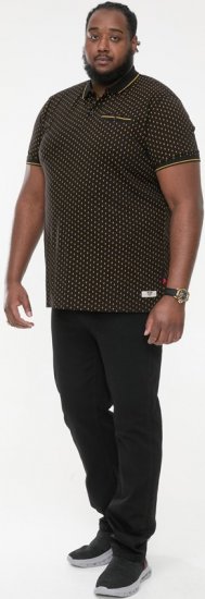 D555 RAUL AOP Jersey Polo With Jacquard Collar, Ribs And Chest Pocket Black - Pólos - Pólos Tamanhos Grandes Homem