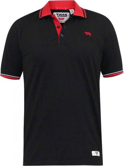 D555 CHESTER Pique Polo With Red Collar With Tipping Detail And Chest Embroidery Black - Pólos - Pólos Tamanhos Grandes Homem