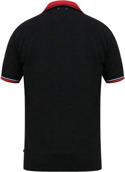 D555 CHESTER Pique Polo With Red Collar With Tipping Detail And Chest Embroidery Black - Pólos - Pólos Tamanhos Grandes Homem