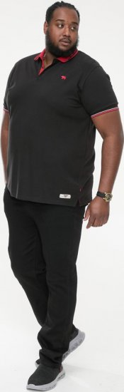 D555 CHESTER Pique Polo With Red Collar With Tipping Detail And Chest Embroidery Black - Pólos - Pólos Tamanhos Grandes Homem