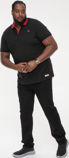 D555 CHESTER Pique Polo With Red Collar With Tipping Detail And Chest Embroidery Black - Pólos - Pólos Tamanhos Grandes Homem