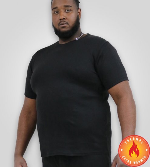 D555 Motherwell Thermal Short Sleeve T-Shirt Black - Roupa Interior & natação - Roupa interior Homem Tamanhos Grandes