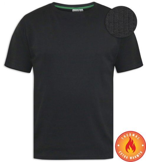 D555 Motherwell Thermal Short Sleeve T-Shirt Black - Roupa Interior & natação - Roupa interior Homem Tamanhos Grandes