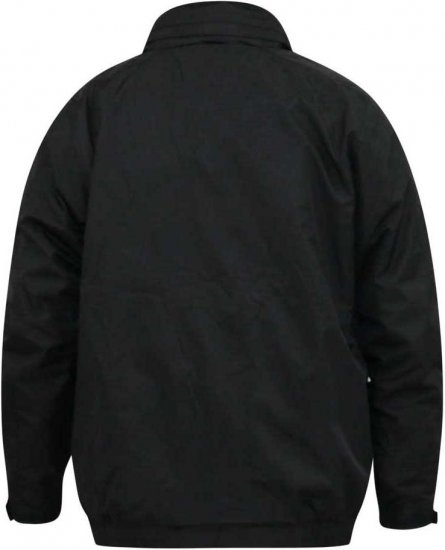 D555 Rudy Showerproof Fleece Lined Jacket With Packaway Hood - Black - Casacos - Casacos Homem Tamanhos Grandes