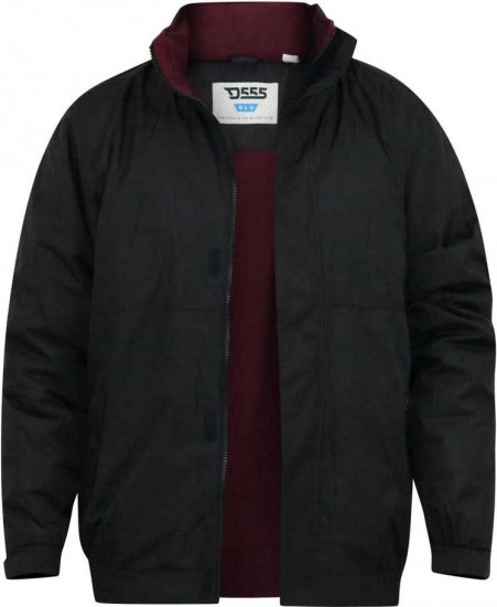 D555 Rudy Showerproof Fleece Lined Jacket With Packaway Hood - Black - Casacos - Casacos Homem Tamanhos Grandes