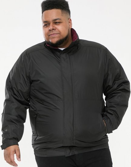 D555 Rudy Showerproof Fleece Lined Jacket With Packaway Hood - Black - Casacos - Casacos Homem Tamanhos Grandes