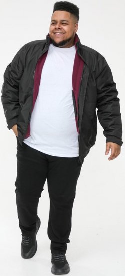 D555 Rudy Showerproof Fleece Lined Jacket With Packaway Hood - Black - Casacos - Casacos Homem Tamanhos Grandes