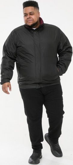 D555 Rudy Showerproof Fleece Lined Jacket With Packaway Hood - Black - Casacos - Casacos Homem Tamanhos Grandes