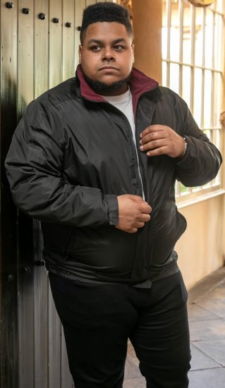 D555 Rudy Showerproof Fleece Lined Jacket With Packaway Hood - Black - Casacos - Casacos Homem Tamanhos Grandes