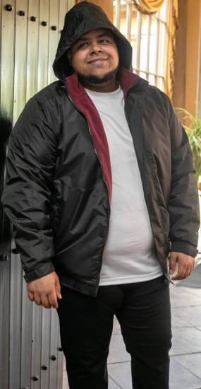 D555 Rudy Showerproof Fleece Lined Jacket With Packaway Hood - Black - Casacos - Casacos Homem Tamanhos Grandes