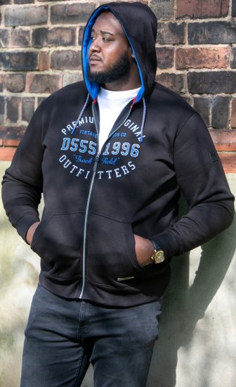 D555 LINGARD Full Zip Hoody With Original Chest Print Black - Sweatshirts & hoodies - Sweatshirt & Camisolas com Capuz tamanhos grandes