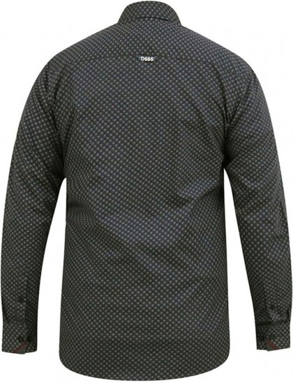 D555 KEATON Micro AOP Long Sleeve Shirt With Concealed Button Down Collar Grey - Camisas - Camisas Homem Tamanhos Grandes