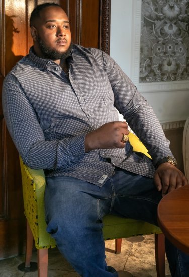 D555 MORGAN Micro AOP Long Sleeve Shirt With Concealed Button Down Collar Navy - Camisas - Camisas Homem Tamanhos Grandes