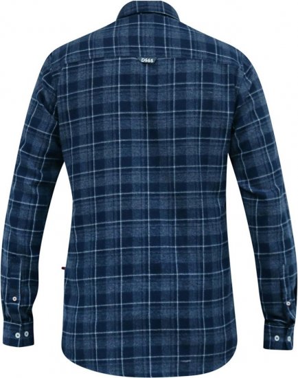 D555 SONNY Navy Check Long Sleeve Shirt With Chest Patch Pocket & Button Down Collar Navy Check - Camisas - Camisas Homem Tamanhos Grandes