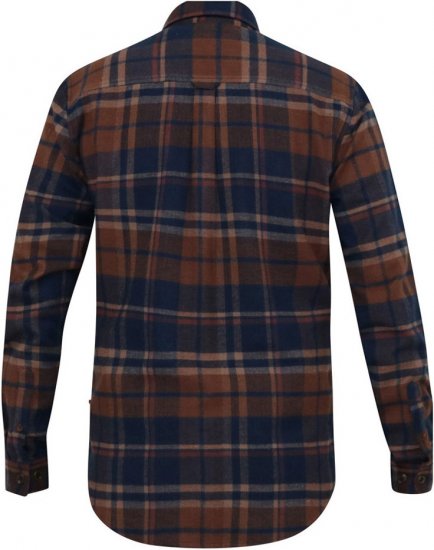D555 SHERLOCK Check Overshirt With Two Patch Pockets & Button Down Collar Navy - Camisas - Camisas Homem Tamanhos Grandes