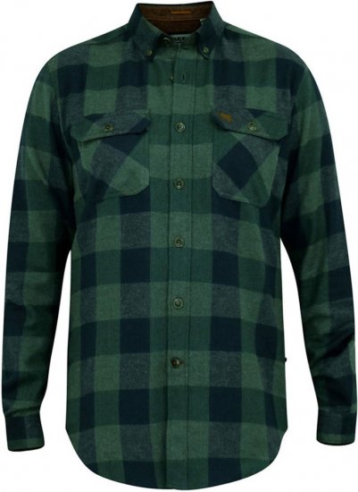 D555 GARFIELD Check Overshirt With Two Patch Pockets & Button Down Collar Navy - Camisas - Camisas Homem Tamanhos Grandes