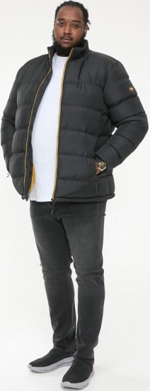 D555 CRISTIANO Puffer Jacket With Binding On Cuffs And Embroidery Badge On Sleeve Black - Casacos - Casacos Homem Tamanhos Grandes