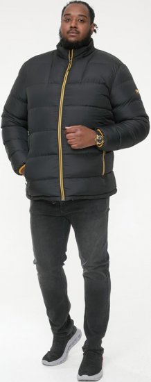 D555 CRISTIANO Puffer Jacket With Binding On Cuffs And Embroidery Badge On Sleeve Black - Casacos - Casacos Homem Tamanhos Grandes