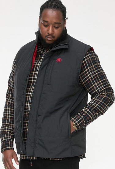 D555 FELIPE Zip Through Padded Gilet With Contrast Colour Lining And Rubber Badge Black - Casacos - Casacos Homem Tamanhos Grandes