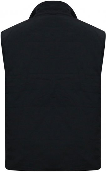 D555 FELIPE Zip Through Padded Gilet With Contrast Colour Lining And Rubber Badge Black - Casacos - Casacos Homem Tamanhos Grandes