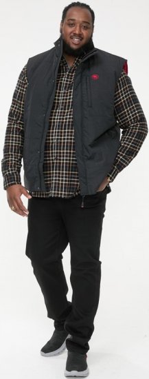 D555 FELIPE Zip Through Padded Gilet With Contrast Colour Lining And Rubber Badge Black - Casacos - Casacos Homem Tamanhos Grandes