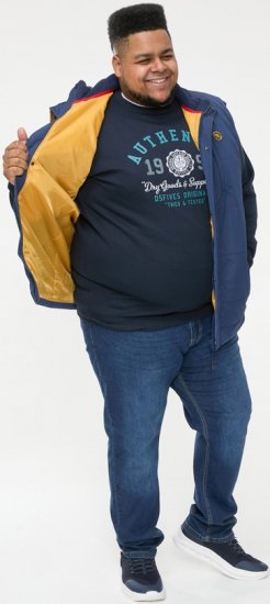 D555 FELIPE Zip Through Padded Gilet With Contrast Colour Lining And Rubber Badge Navy - Casacos - Casacos Homem Tamanhos Grandes