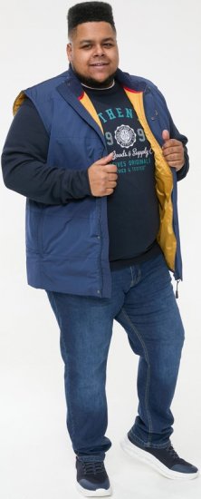 D555 FELIPE Zip Through Padded Gilet With Contrast Colour Lining And Rubber Badge Navy - Casacos - Casacos Homem Tamanhos Grandes