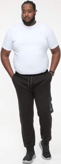 D555 COTGRAVE Couture Elasticated Waistband Jogger With Woven Fabric Trim Black - Calças & calções de fato de treino - Calças de Fato de Treino Tamanhos Grandes 