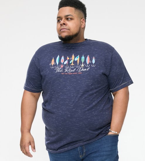 D555 Cropwell T-shirt com estampado de pesca azul-marinho - T-shirts - T-shirts Homem Tamanhos Grandes
