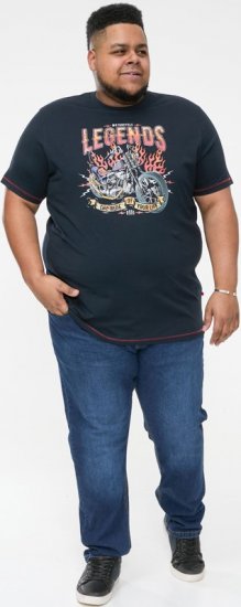 D555 JAGGER Legends Motor Bike Printed Crew Neck T-Shirt Navy - T-shirts - T-shirts Homem Tamanhos Grandes