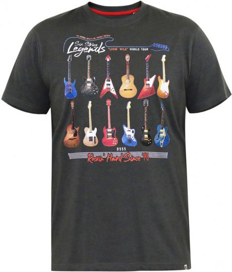 D555 JAIDEN Legends Guitar Printed Crew Neck T-Shirt Khaki - T-shirts - T-shirts Homem Tamanhos Grandes