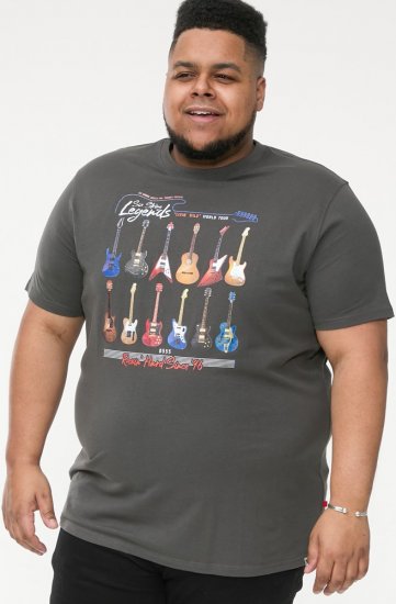 D555 JAIDEN Legends Guitar Printed Crew Neck T-Shirt Khaki - T-shirts - T-shirts Homem Tamanhos Grandes