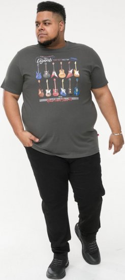 D555 JAIDEN Legends Guitar Printed Crew Neck T-Shirt Khaki - T-shirts - T-shirts Homem Tamanhos Grandes