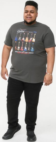 D555 JAIDEN Legends Guitar Printed Crew Neck T-Shirt Khaki - T-shirts - T-shirts Homem Tamanhos Grandes