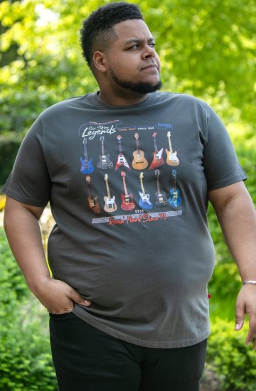 D555 JAIDEN Legends Guitar Printed Crew Neck T-Shirt Khaki - T-shirts - T-shirts Homem Tamanhos Grandes
