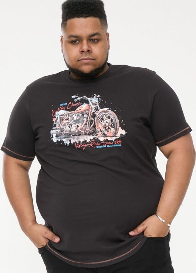 D555 LORNE Motor Bike Splatter Printed Crew Neck T-Shirt Washed Black - T-shirts - T-shirts Homem Tamanhos Grandes