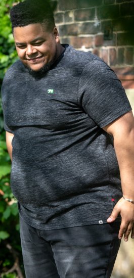 D555 ORSTON Reno Fabric Crew Neck T-Shirt With Chest Embroidery Black Reno - T-shirts - T-shirts Homem Tamanhos Grandes