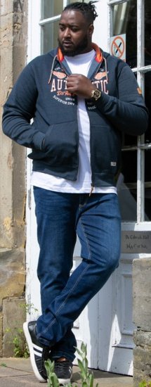 D555 HAMILTON Full Zip Hoody With Authentic 1996 Chest Print Denim - Sweatshirts & hoodies - Sweatshirt & Camisolas com Capuz tamanhos grandes