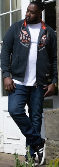 D555 HAMILTON Full Zip Hoody With Authentic 1996 Chest Print Denim - Sweatshirts & hoodies - Sweatshirt & Camisolas com Capuz tamanhos grandes