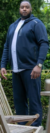 D555 GABRIEL Couture Zip Through Hoody With Reversible Zips Navy - Sweatshirts & hoodies - Sweatshirt & Camisolas com Capuz tamanhos grandes