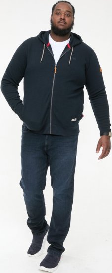 D555 IRVIN Full Zip Jacquard Hoody With Chest Embroidery Navy - Sweatshirts & Hoodies - Sweatshirt & Camisolas com Capuz tamanhos grandes